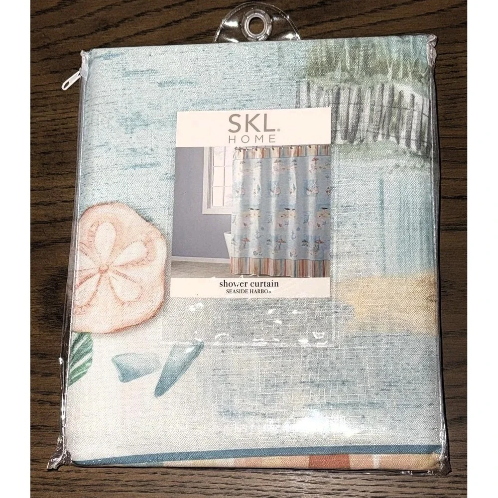 NEW Seaside Harbor Ocean Beach Seagulls Shells Umbrella Shower Curtain 70